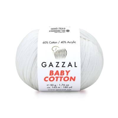 Gazzal Baby Cotton 3410 Kırık Beyaz El Örgü İpi 50 Gr. - 1