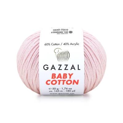 Gazzal Baby Cotton 3411 Toz Pembe El Örgü İpi 50 Gr. - 1