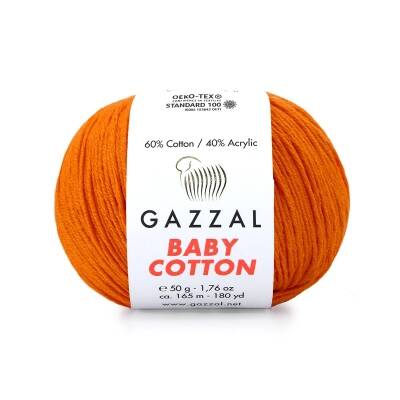 Gazzal Baby Cotton 3419 Turuncu El Örgü İpi El Örgü İpi 50 Gr. - 1