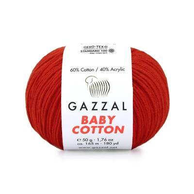 Gazzal Baby Cotton 3443 Kırmızı El Örgü İpi 50 Gr. - 1