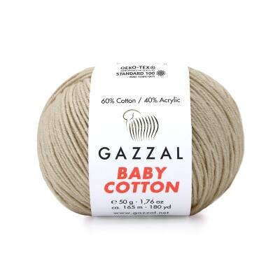 Gazzal Baby Cotton 3446 Açık Vizon El Örgü İpi El Örgü İpi 50 Gr. - 1