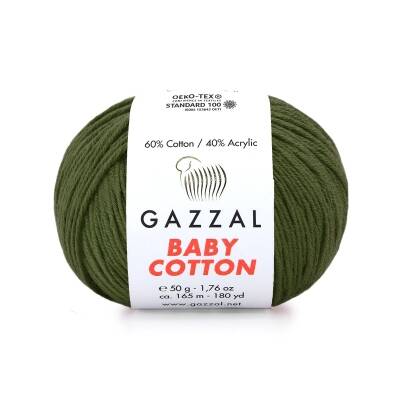 Gazzal Baby Cotton 3463 Haki El Örgü İpi 50 Gr. - 1