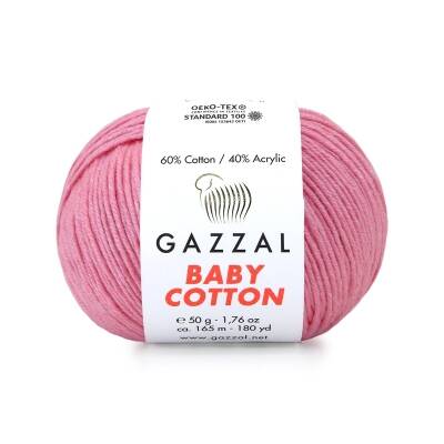 Gazzal Baby Cotton 3468 Şeker Pembe El Örgü İpi 50 Gr. - 1