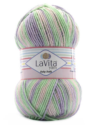 Lavita Baby Batik BY08 Mor Yeşil El Örgü İpi 100 Gr. - 1