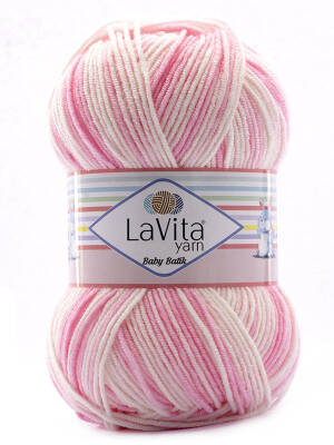 Lavita Baby Batik BY09 Pembe Beyaz El Örgü İpi 100 Gr. - 1