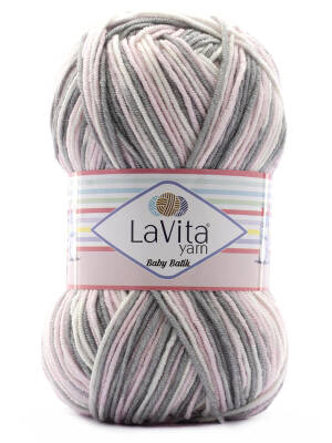 Lavita Baby Batik BY10 Pembe Gri El Örgü İpi 100 Gr. - 1