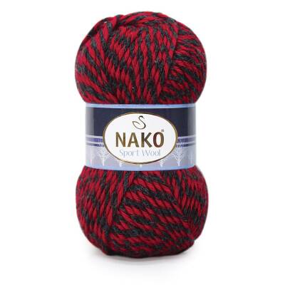 Nako Sport Wool 21343 Kırmızı Siyah El Örgü İpi 100 Gr. - 1